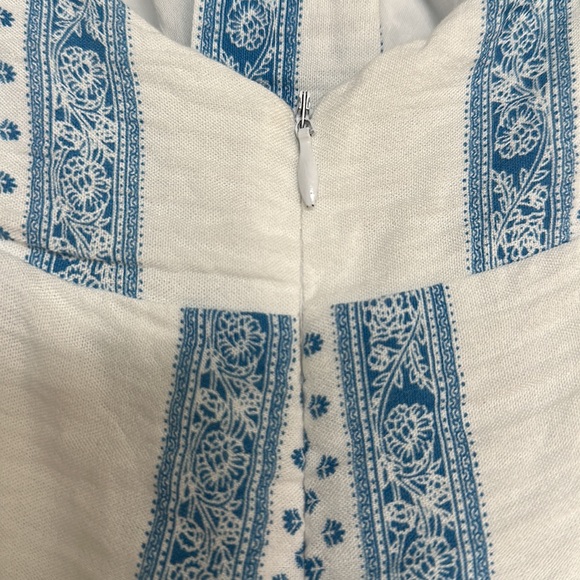 Line and Dot Boho White and Blue Halter JumpSuit - Picture 9 of 13